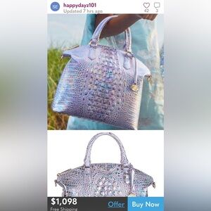 NWT SUPER RARE NEW PURPLE IRIDESCENT MERMAID BRAHMIN BAG WITH STRAP